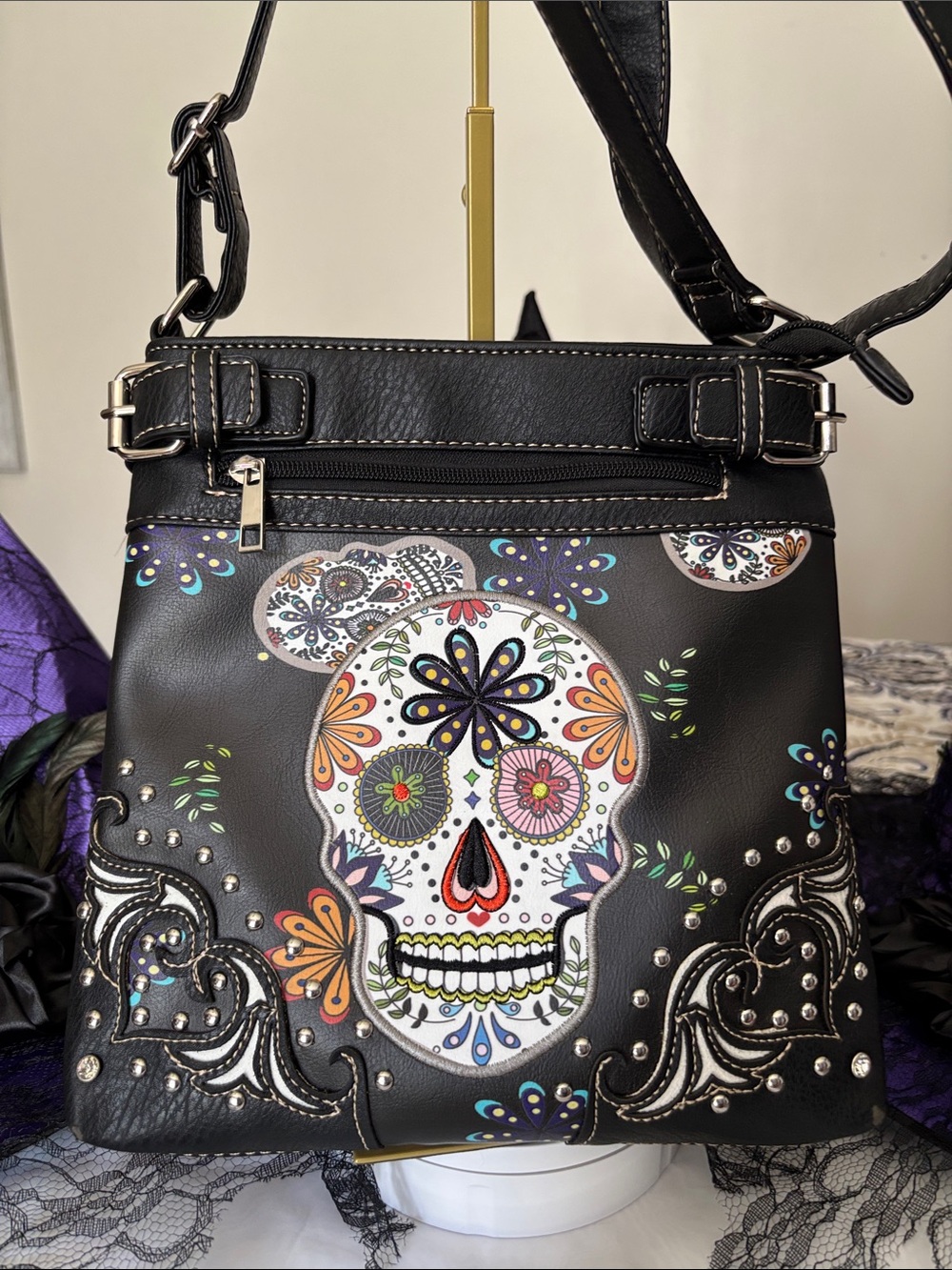 Sugar Skull Day of the Dead Concealed Carry Crossbody